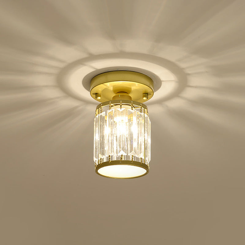 Crystal Foyer Ceiling Light | Modern Semi Flush Design In Gold or Black, In Round or Square