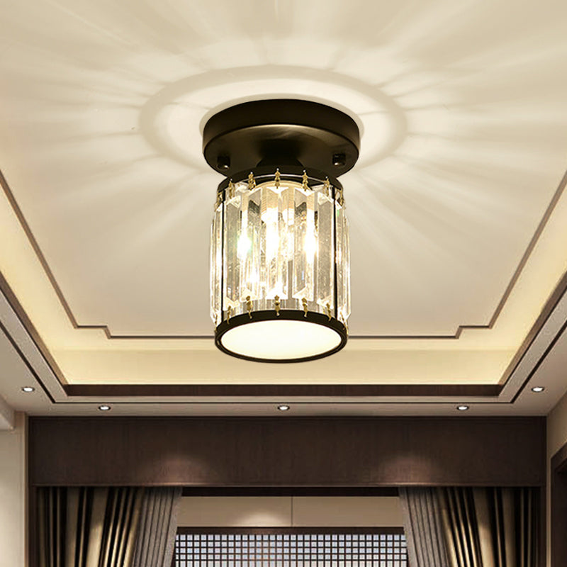 Crystal Foyer Ceiling Light | Modern Semi Flush Design In Gold or Black, In Round or Square
