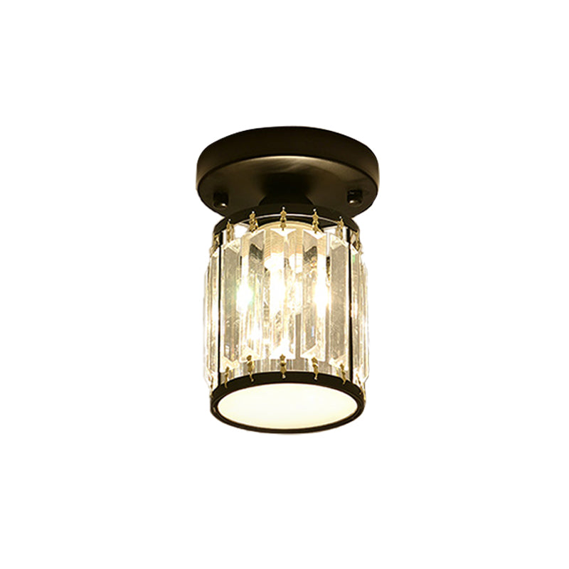 Crystal Foyer Ceiling Light | Modern Semi Flush Design In Gold or Black, In Round or Square