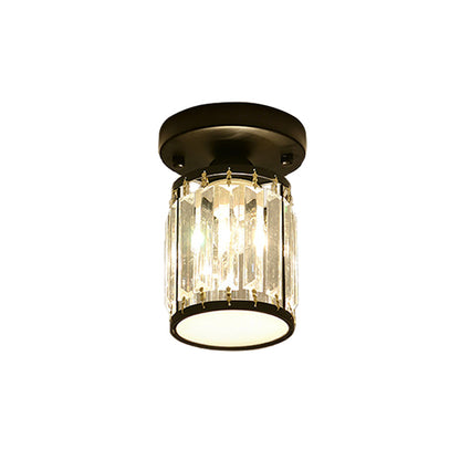 Crystal Foyer Ceiling Light | Modern Semi Flush Design In Gold or Black, In Round or Square