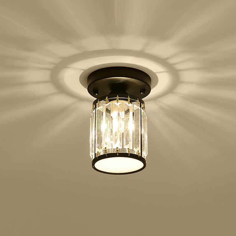 Crystal Foyer Ceiling Light | Modern Semi Flush Design In Gold or Black, In Round or Square