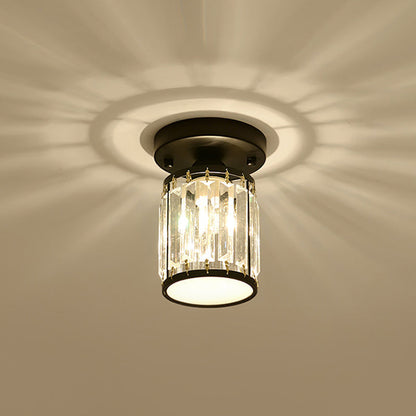 Crystal Foyer Ceiling Light | Modern Semi Flush Design In Gold or Black, In Round or Square