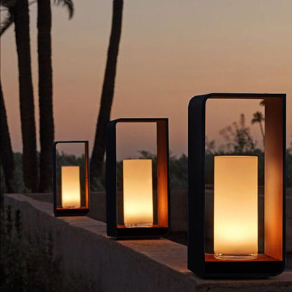 Modern Square Outdoor LED Light | Minimalist Waterproof Solar Powered Landscape Garden Fixture