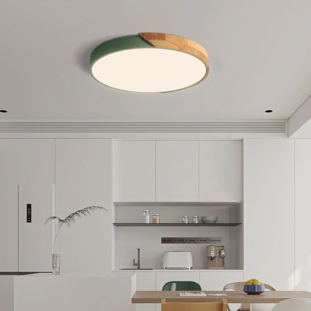 LED Ceiling Light | Modern Nordic Wooden Flush Mount Fixture For Bedrooms, Halls and Landings