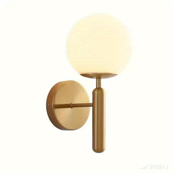 Modern Glass Globe Wall Sconce | Polished Metal Semi Flush Fixture In A Black or Gold Finish