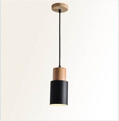 Nordic Macaron Cylinder Pendant Light | Modern Wood And Metal Design In Five Gentle Colours