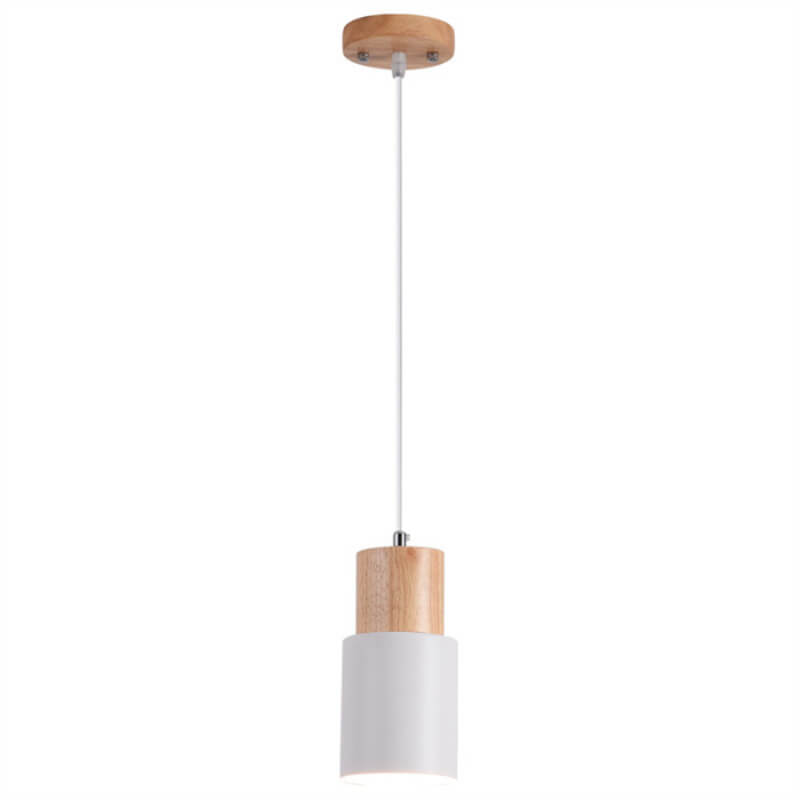 Nordic Macaron Cylinder Pendant Light | Modern Wood And Metal Design In Five Gentle Colours