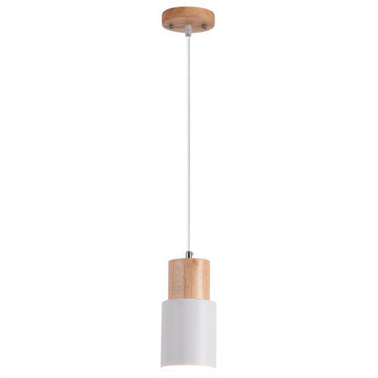 Nordic Macaron Cylinder Pendant Light | Modern Wood And Metal Design In Five Gentle Colours
