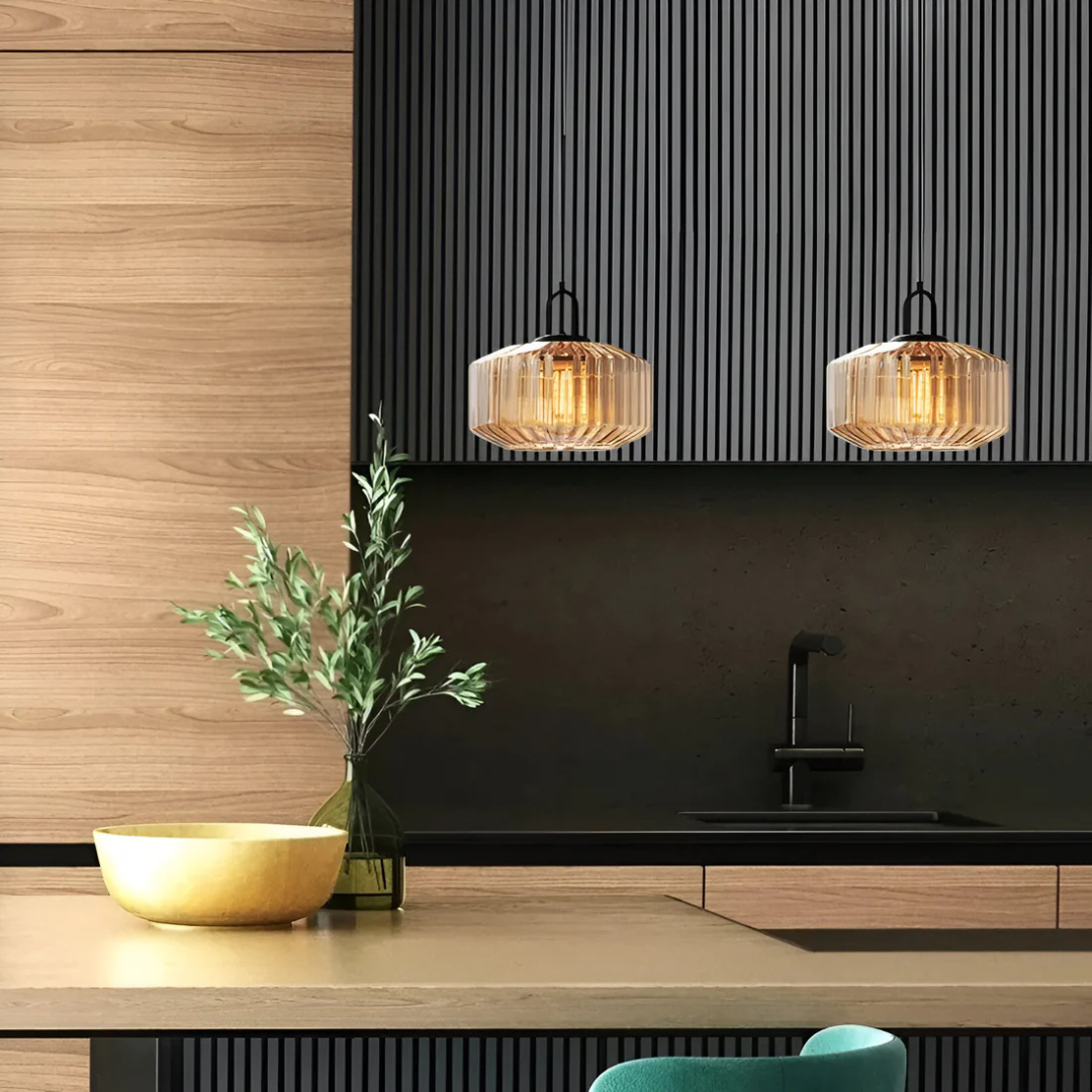 Calindra Glass Pendant Light | Retro Coloured Glass Ceiling Lamp For Kitchens, Bars and Islands