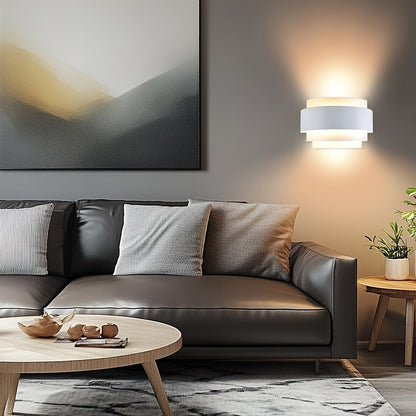 Modern Wall Sconce | Up and Down Layered Metal Wall Light In A Matte White or Black Finish