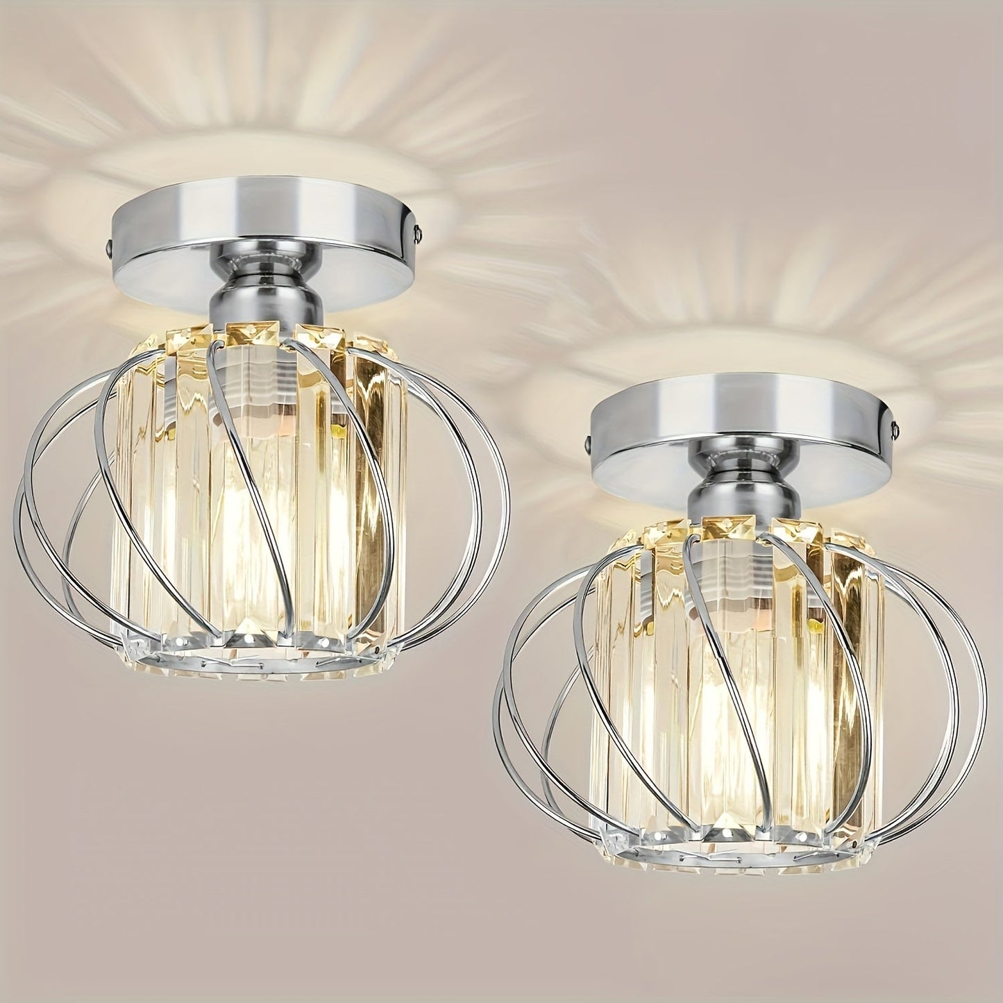 Modern Industrial Cage Ceiling Light | Elegant Semi Flush Mount In Three Polished Metal Finishes