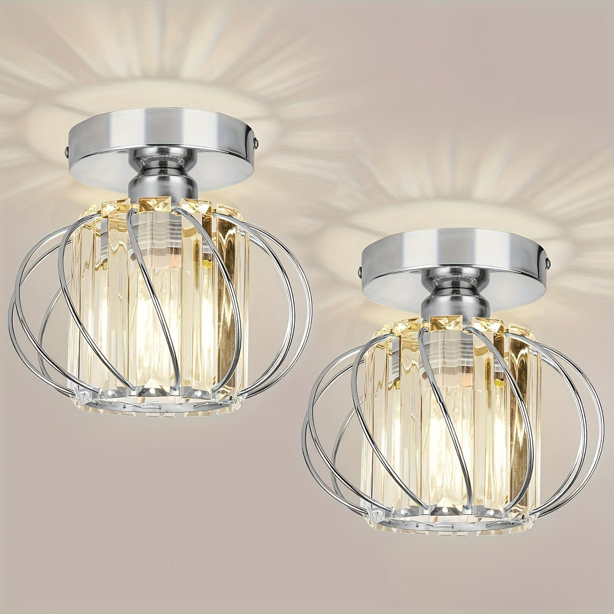 Modern Industrial Cage Ceiling Light | Elegant Semi Flush Mount In Three Polished Metal Finishes