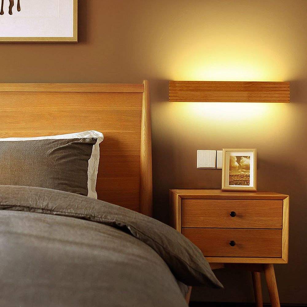 Modern Wooden LED Wall Lamp | Minimalist Bedroom and Living Room Bar Light In Two Bar Sizes