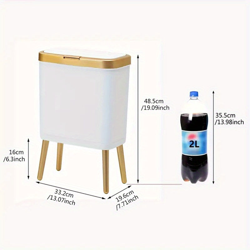 15L Odour Sealing Trash Can With Elevated Legs | Modern Waste Bin For Kitchens and Bathrooms