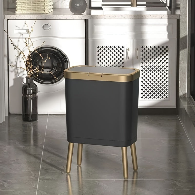 15L Odour Sealing Trash Can With Elevated Legs | Modern Waste Bin For Kitchens and Bathrooms