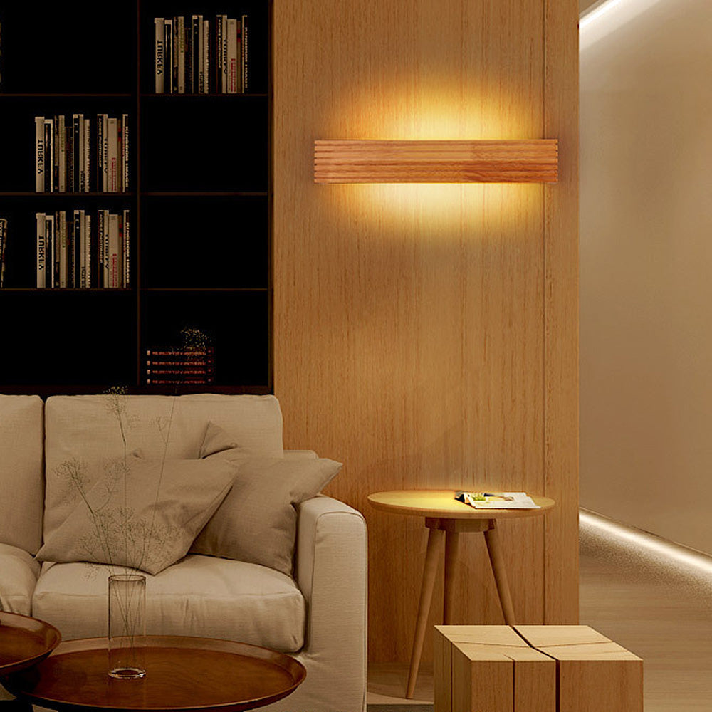 Modern Wooden LED Wall Lamp | Minimalist Bedroom and Living Room Bar Light In Two Bar Sizes