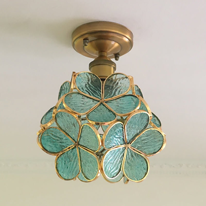 Retro Flower Ceiling Light | Colourful Vintage Inspired PVC Flush Mount In Four Bold Colours