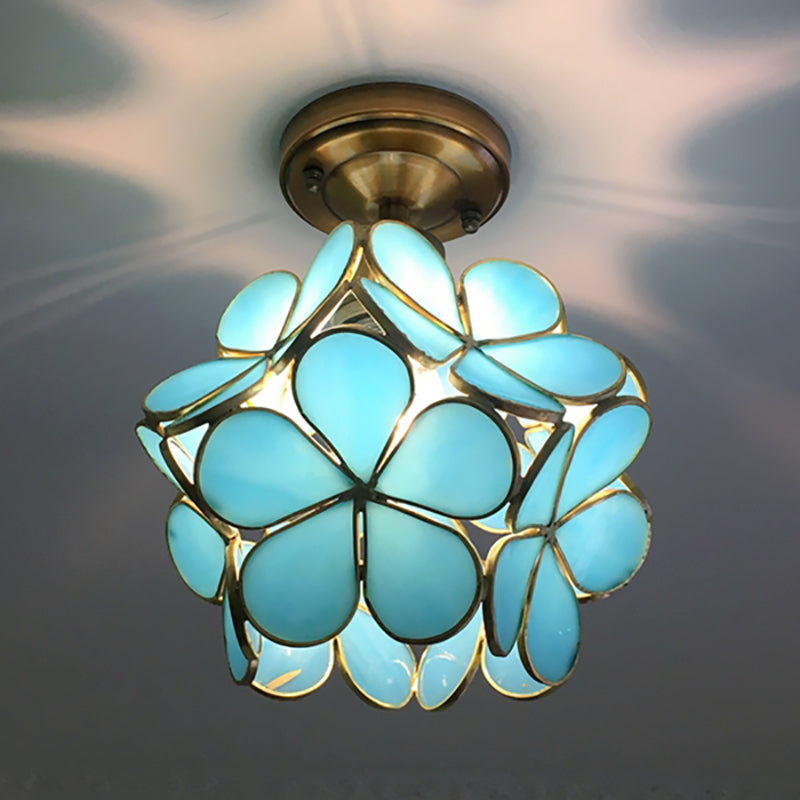 Retro Flower Ceiling Light | Colourful Vintage Inspired PVC Flush Mount In Four Bold Colours