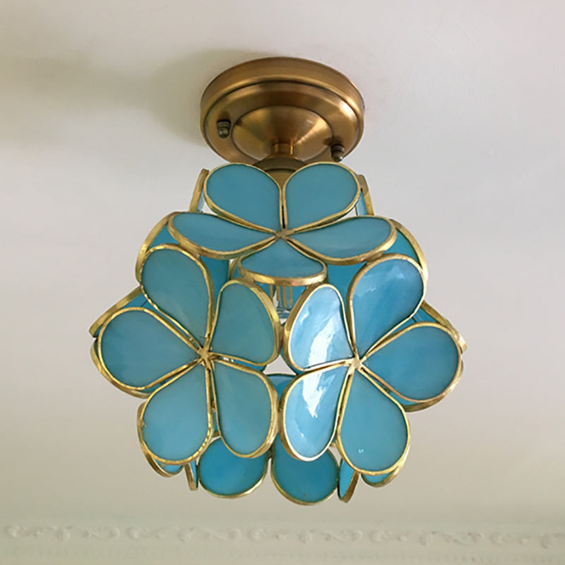 Retro Flower Ceiling Light | Colourful Vintage Inspired PVC Flush Mount In Four Bold Colours