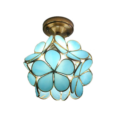 Retro Flower Ceiling Light | Colourful Vintage Inspired PVC Flush Mount In Four Bold Colours