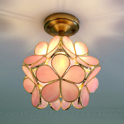 Retro Flower Ceiling Light | Colourful Vintage Inspired PVC Flush Mount In Four Bold Colours