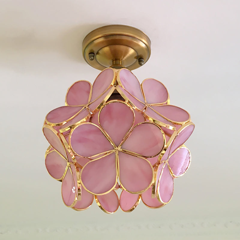 Retro Flower Ceiling Light | Colourful Vintage Inspired PVC Flush Mount In Four Bold Colours