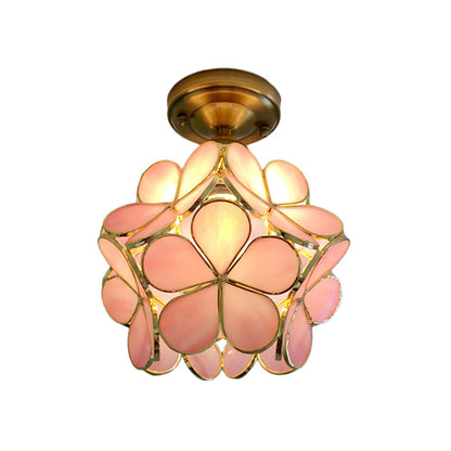 Retro Flower Ceiling Light | Colourful Vintage Inspired PVC Flush Mount In Four Bold Colours