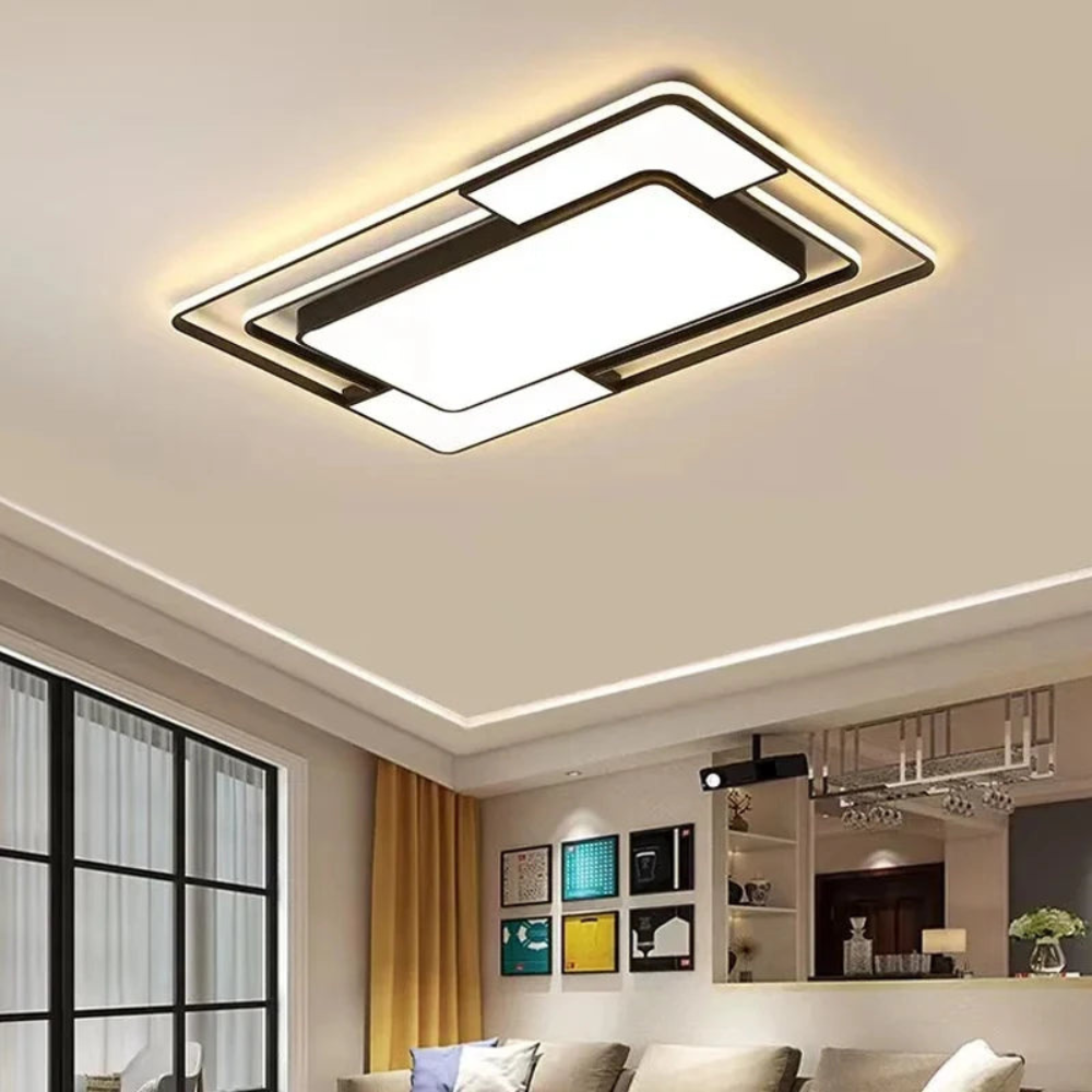 Remote Controlled LED Ceiling Light | Modern Geometric Flush Mount For Living Room Ceilings