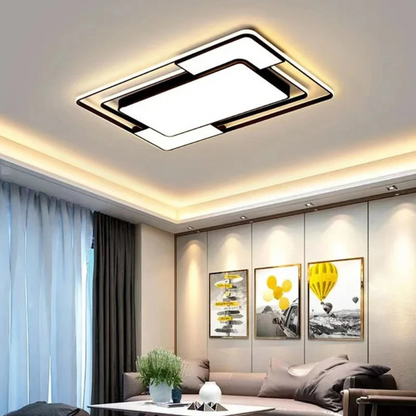 Remote Controlled LED Ceiling Light | Modern Geometric Flush Mount For Living Room Ceilings