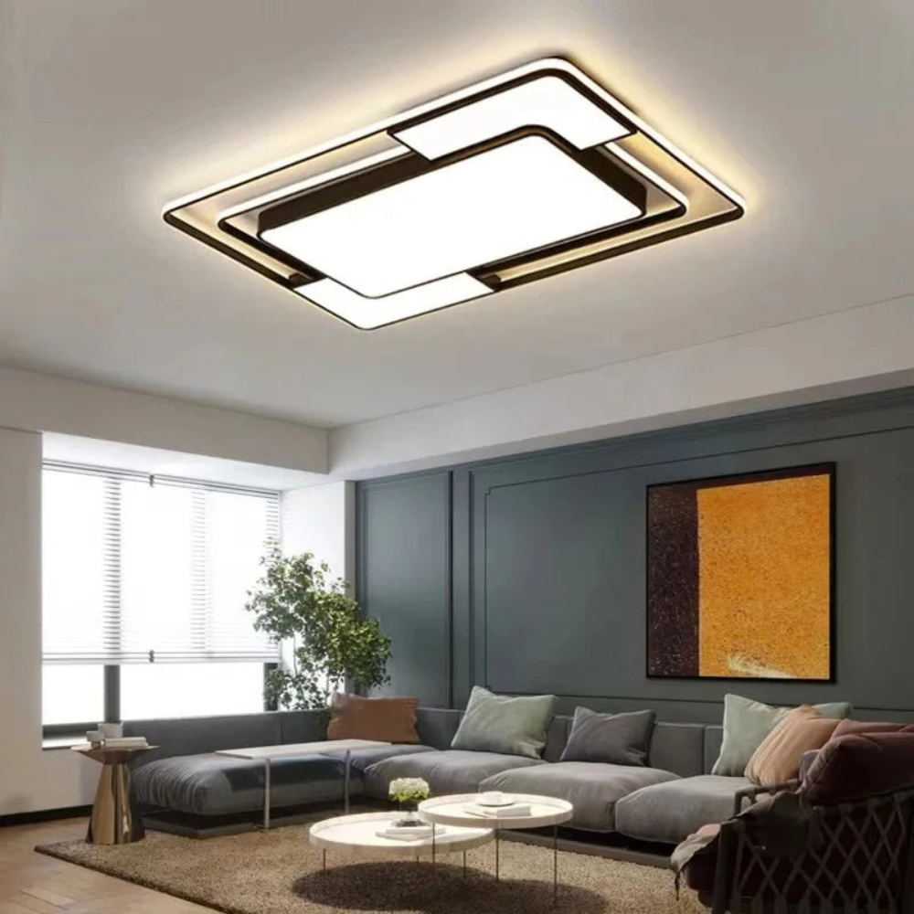Remote Controlled LED Ceiling Light | Modern Geometric Flush Mount For Living Room Ceilings