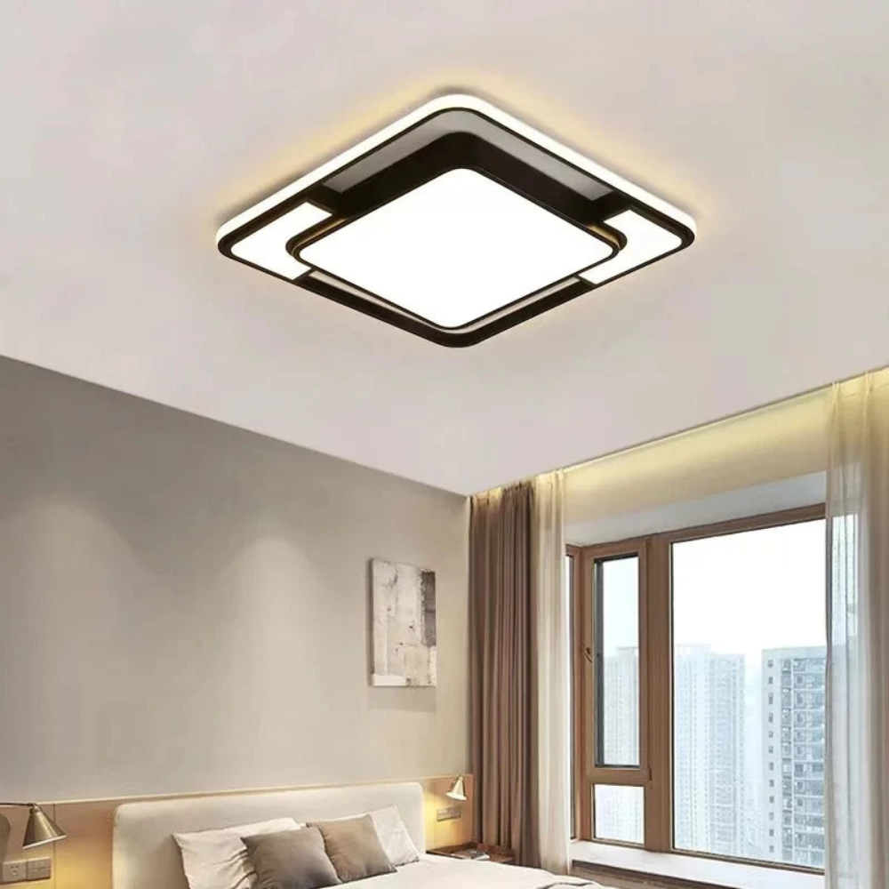 Remote Controlled LED Ceiling Light | Modern Geometric Flush Mount For Living Room Ceilings