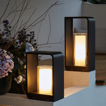 Modern Square Outdoor LED Light | Minimalist Waterproof Solar Powered Landscape Garden Fixture