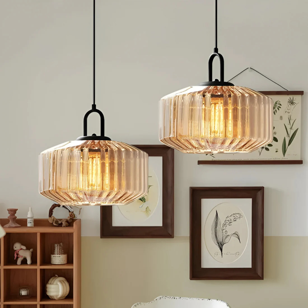 Calindra Glass Pendant Light | Retro Coloured Glass Ceiling Lamp For Kitchens, Bars and Islands