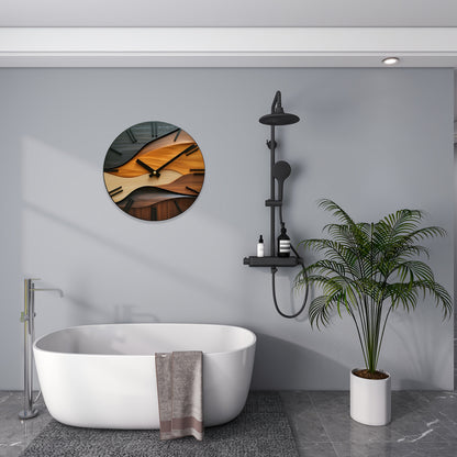Artistic Round Wall Clock | Nordic Faux Wood Grain Design For Living Rooms, Halls and Studies