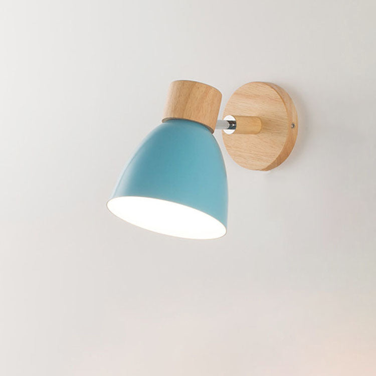 Minimalist Wall Sconce | Wood and Iron Macaron Wall Lamp For Bedsides, Hallways and Landings