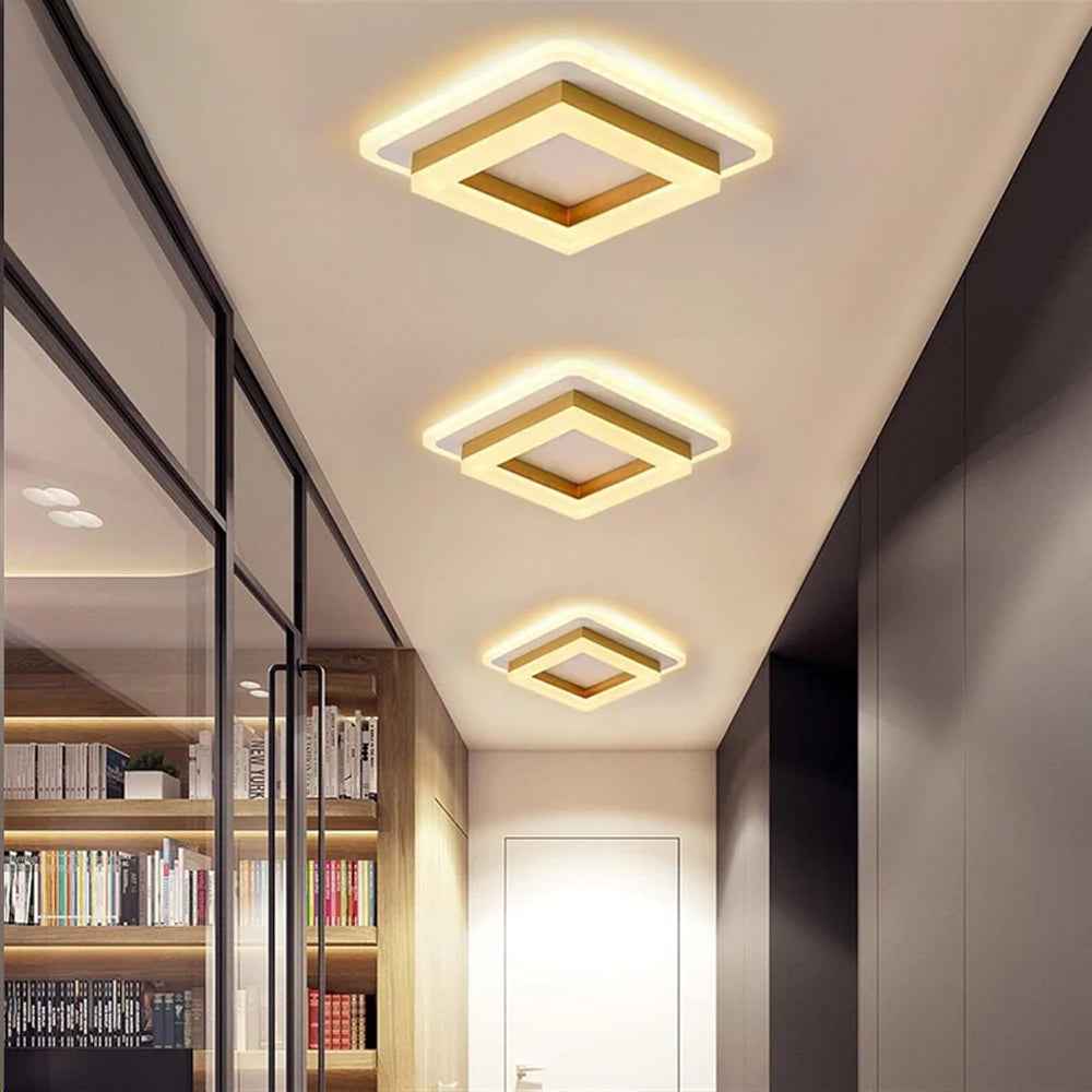 Square LED Ceiling Light | Modern Flush Mount Fixture For Hallways, Bedrooms and Landing Areas