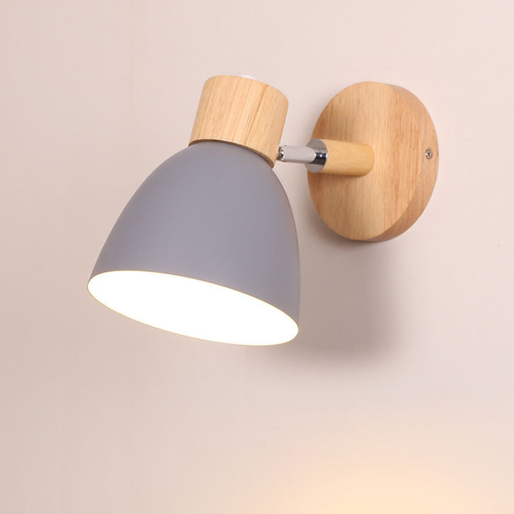 Minimalist Wall Sconce | Wood and Iron Macaron Wall Lamp For Bedsides, Hallways and Landings