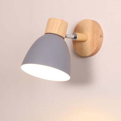 Minimalist Wall Sconce | Wood and Iron Macaron Wall Lamp For Bedsides, Hallways and Landings