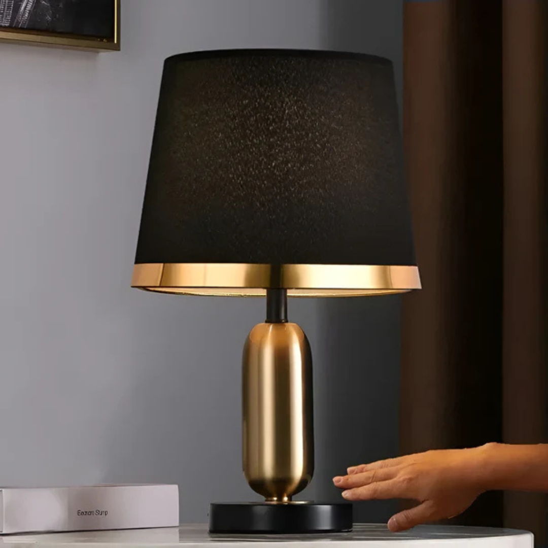 Vintage Black And Gold Table Lamp | Modern Retro Accent Light For Sideboards, Desks and Consoles