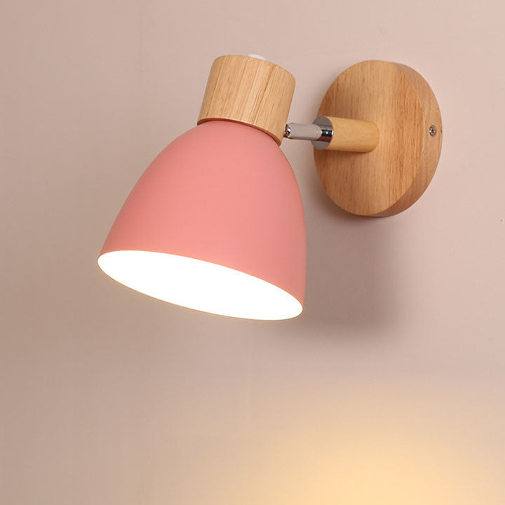 Minimalist Wall Sconce | Wood and Iron Macaron Wall Lamp For Bedsides, Hallways and Landings