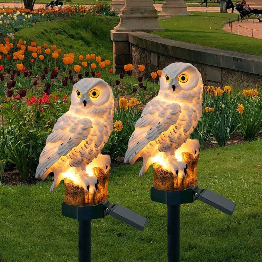 Solar Owl Garden Stake Light | Decorative Outdoor Pathway Lamp For Borders and Flower Beds