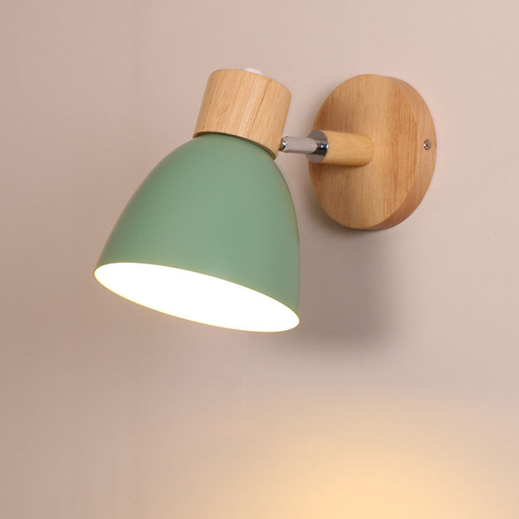 Minimalist Wall Sconce | Wood and Iron Macaron Wall Lamp For Bedsides, Hallways and Landings