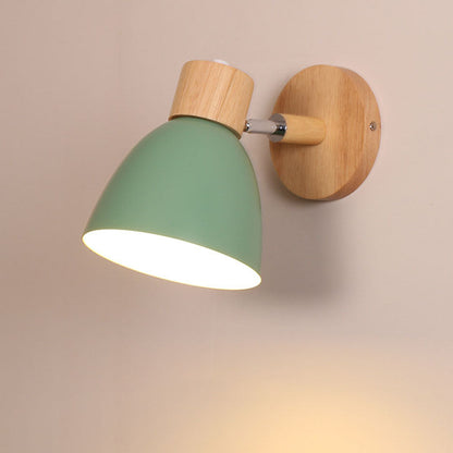 Minimalist Wall Sconce | Wood and Iron Macaron Wall Lamp For Bedsides, Hallways and Landings