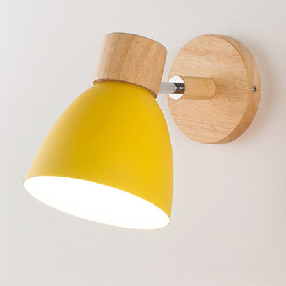 Minimalist Wall Sconce | Wood and Iron Macaron Wall Lamp For Bedsides, Hallways and Landings