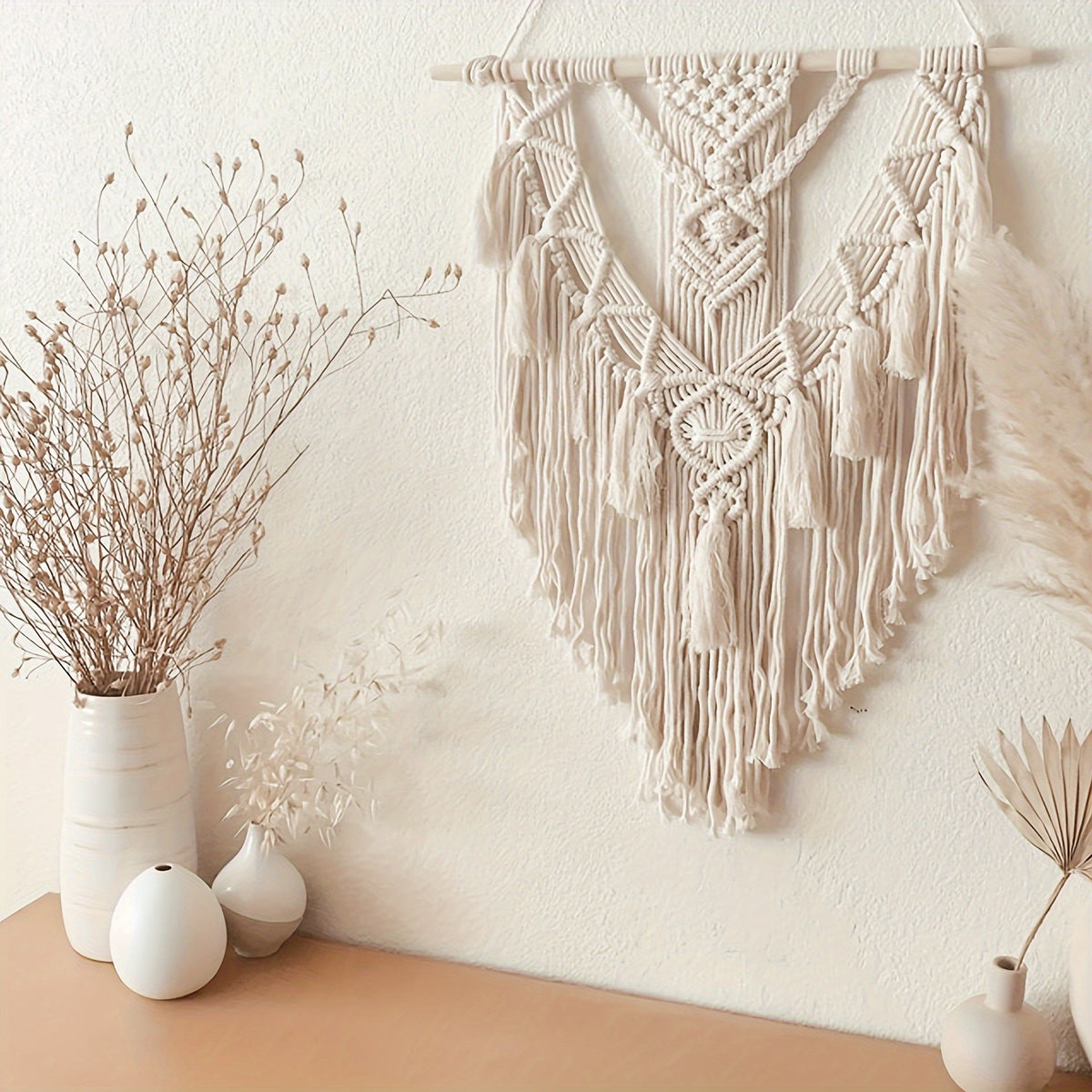 Bohemian Macrame Wall Hanging | Handcrafted Woven Cotton Tapestry For Bedrooms and Hallways