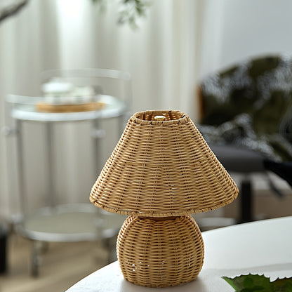 Bamboo Woven Desk Lamp | USB Powered Boho Accent Light With A Handwoven Natural Bamboo Shade