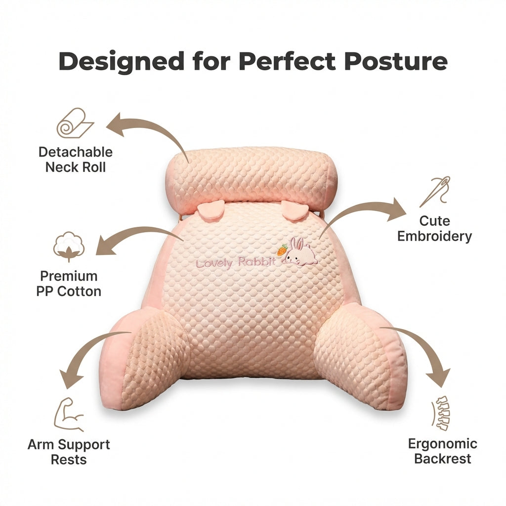 Posturest Ergonomic Reading Pillow | Lumbar Support Backrest With Arms For Bed, Couch and Floor