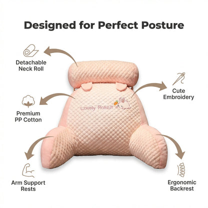Posturest Ergonomic Reading Pillow | Lumbar Support Backrest With Arms For Bed, Couch and Floor
