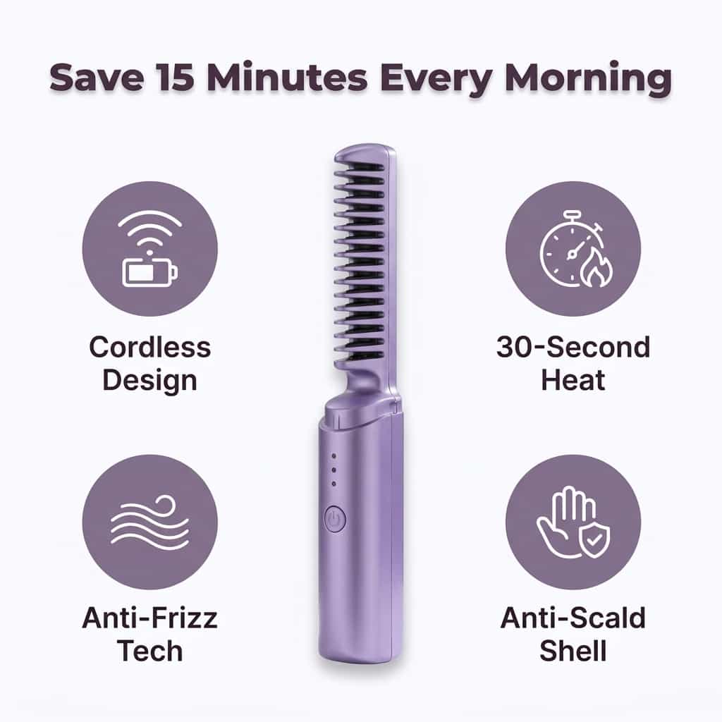 Glosswand Portable Hair Straightener | Compact Fast Heat Travel Flat Iron For Fringes and Touch Ups