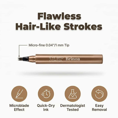 Waterproof Microblading Eyebrow Pen | Smudge Proof 4 Tip Fork Brow Pen For Natural Hair Like Strokes
